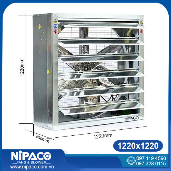 Quạt hút công nghiệp vuông 1220x1220 Nipaco 9 Quạt hút công nghiệp vuông 1220x1220x400mm