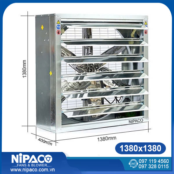 Quạt hút công nghiệp vuông 1380x1380 Nipaco 9 Quạt hút công nghiệp vuông 1380x1380