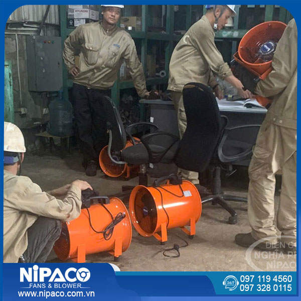 Quạt hút công nghiệp xách tay Nipaco SHT-20 11 Quạt hút công nghiệp xách tay tại công trình nhà máy thép