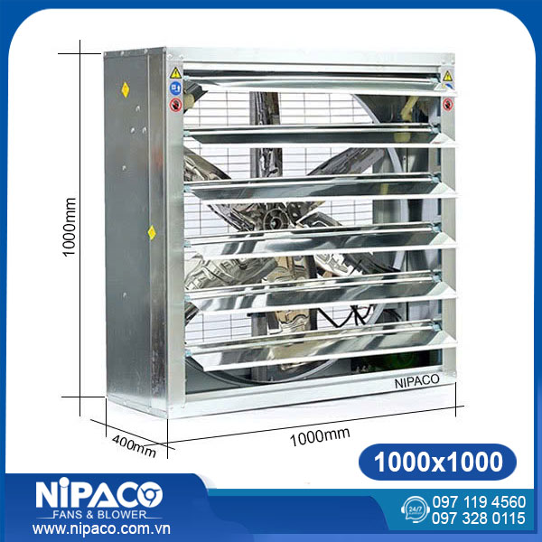 Quạt hút công nghiệp vuông 1000x1000 Nipaco 9 Quạt hút công nghiệp vuông 1000x1000x400mm