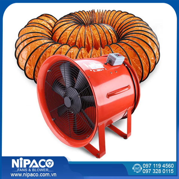 Quạt hút công nghiệp xách tay Nipaco SHT-40 11 Quạt hút xách tay SHT-40 nối ống gió