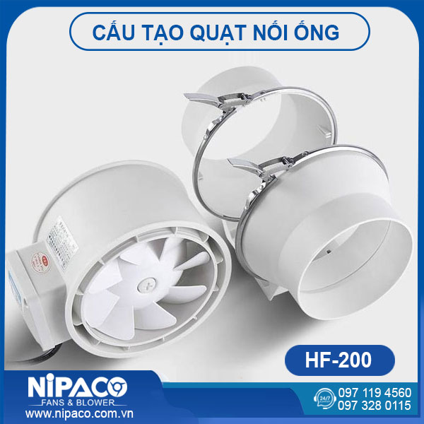 Quạt thông gió nối ống HF-100 Nipaco 9 Cấu tạo Quạt thông gió nối ống Nipaco