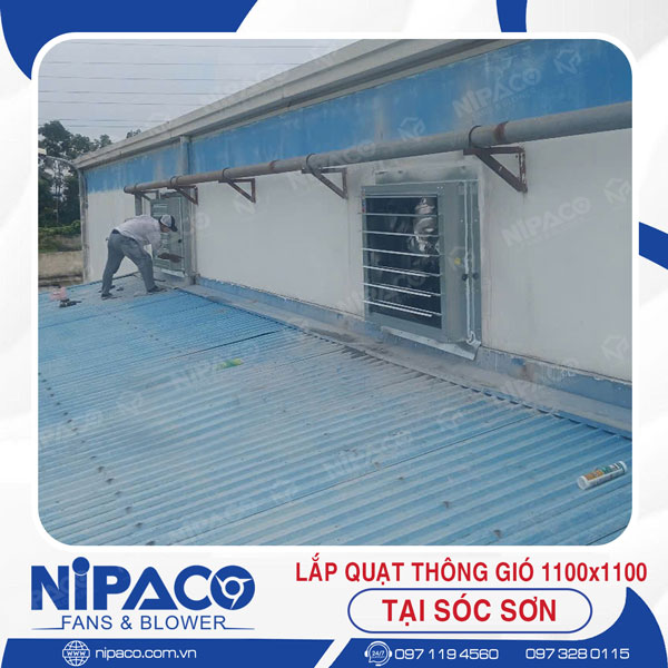 Lắp đặt quạt thông gió vuông 1100x1100