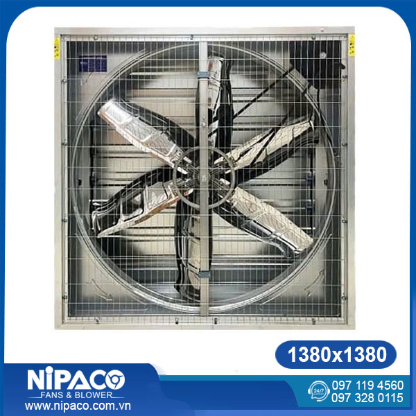 Quạt hút công nghiệp vuông 1380x1380 Nipaco 3 Quạt hút công nghiệp vuông 1380x1380