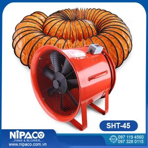 Quạt hút công nghiệp xách tay kết hợp cùng ống gió mềm Simili
